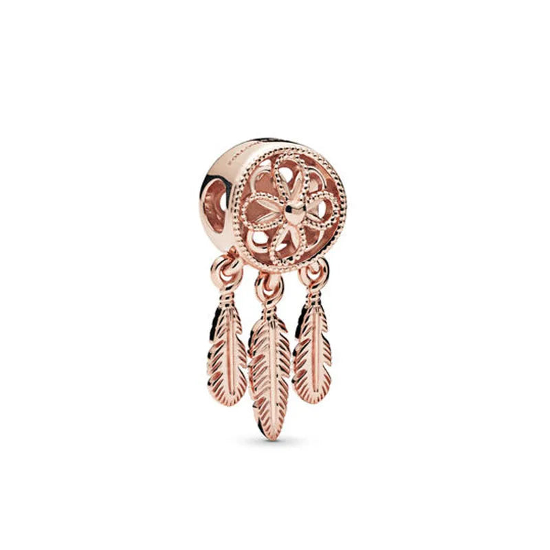Rose Gold Padlock Heart Key Pendant Necklace for Women 925 Silver with Zircon Beads P024-R