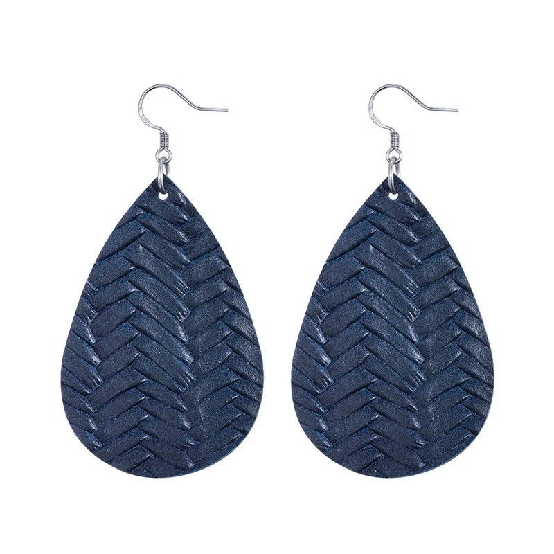 Elegant Faux Leather Teardrop Earrings for Women Lightweight Dangle Fashion Jewelry