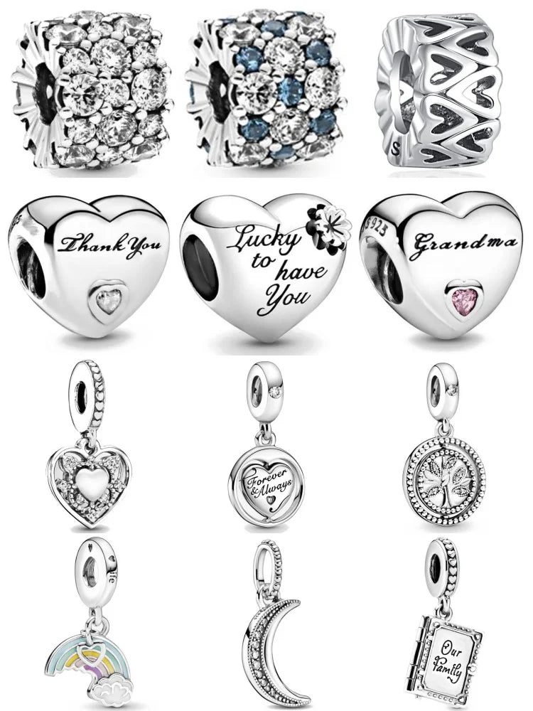 Grandma Heart Niece Family Tree Charms Bead for DIY European 925 Silver Charm Bracelet Necklace Jewelry for Women