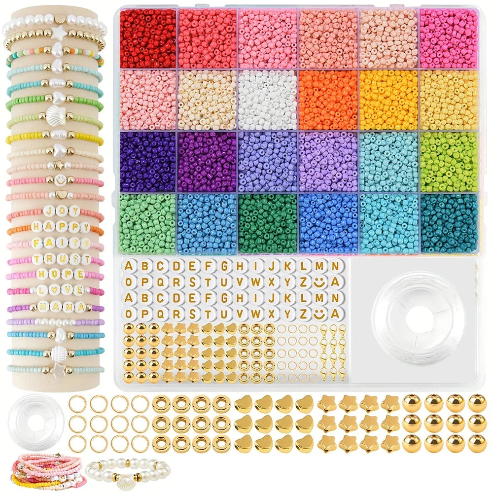 Vibrant 80000PCS 3mm Glass Seed Beads Kit for DIY Jewelry Crafting and Handmade Creations