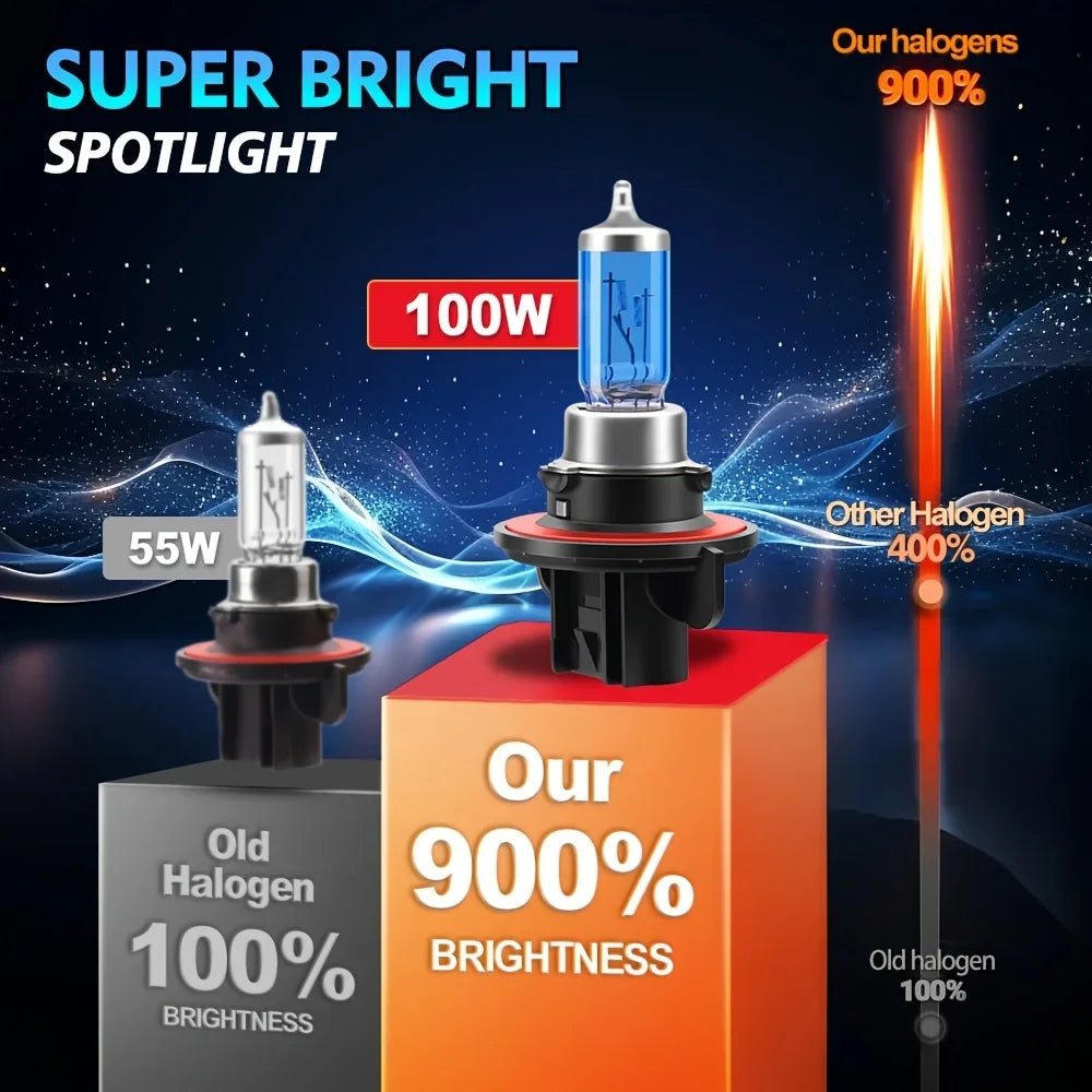 2pcs H13 H11 H7 H1 Halogen Headlights 6000K White 100W Plug and Play Enhanced Visibility Auto Headlight Lamp Mini Size