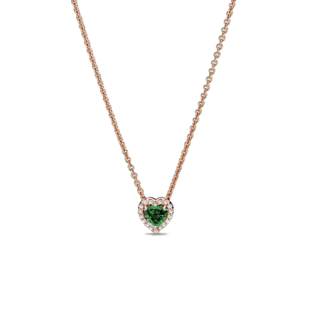 925 Silver Heart-Shaped Necklace with Purple Blue Green Zircon for Exquisite Jewelry Gifts for Women