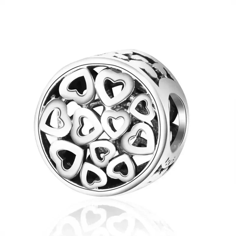 925 Sterling Silver Angel Mom Heart Key Lock Charms Beads for DIY Necklace and Bracelet Jewelry Gift