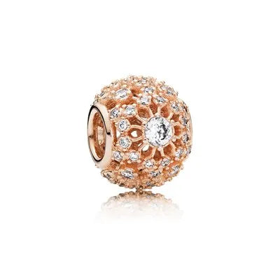 Rose Gold Padlock Heart Key Pendant Necklace for Women 925 Silver with Zircon Beads P1178