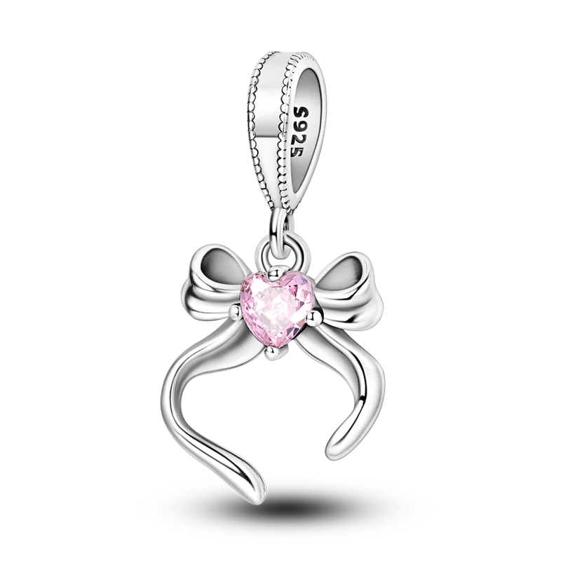 Pink Butterfly Luminous Firefly Dangle Charms 925 Sterling Silver Beads for DIY Jewelry KTC1001