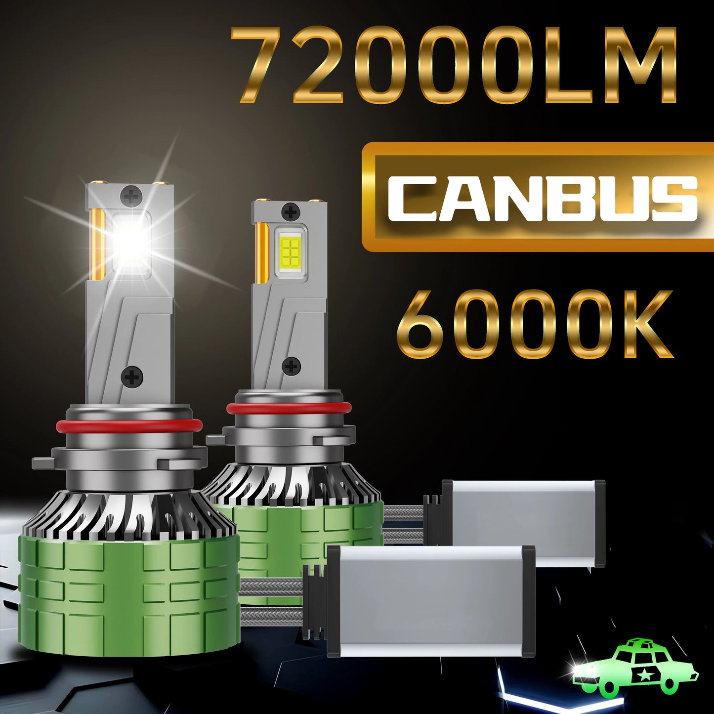 Heyword 72000LM Canbus LED Headlight Bulbs 6000K 12V Plug Play