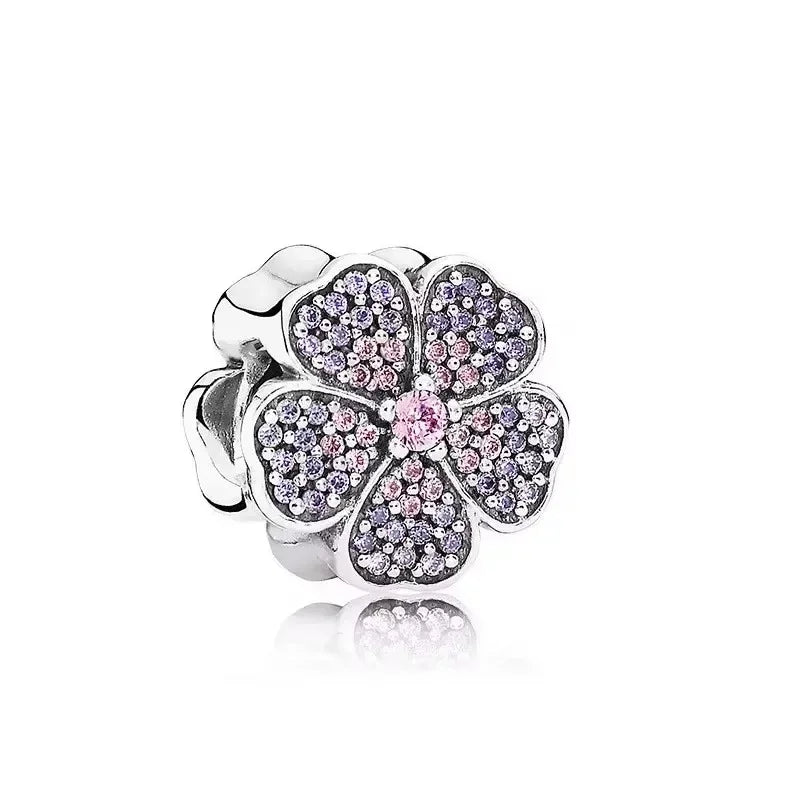 925 Sterling Silver Purple Star Animal Heart Flower Charms Beads for DIY Necklace and Bracelet Jewelry Gift