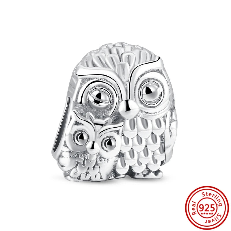 Silver Animal Hearts Infinity Crown Bead Charms Bracelet for Women 925 Sterling Silver Jewelry RS044