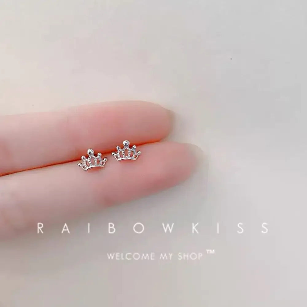 925 Silver Mini Stud Earrings for Women Heart Star Butterfly Dinosaur Design