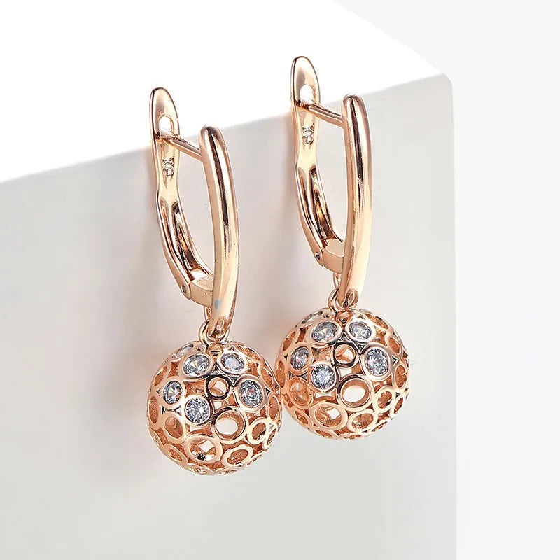 Dckazz Rose Gold Crystal Pendant Intertwined Drop Earrings for Women Christmas Gift