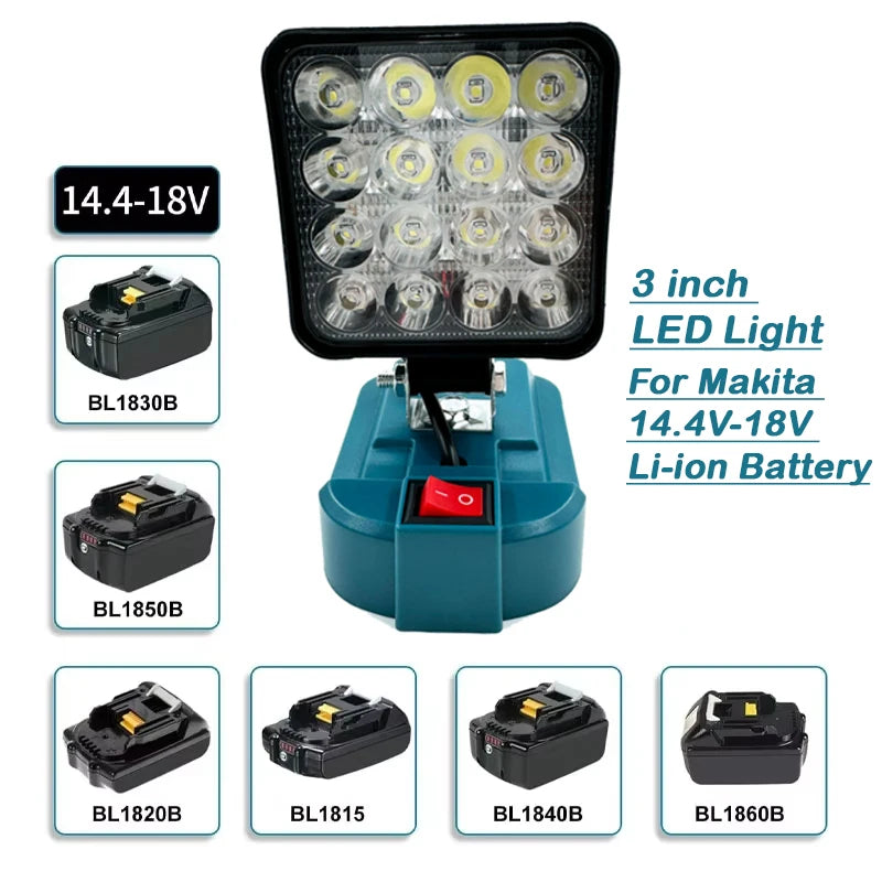 For Makita 14.4V 18V Li Ion Battery Lantern 3 Inch Cordless LED Work Light Camping Emergency Spotlight