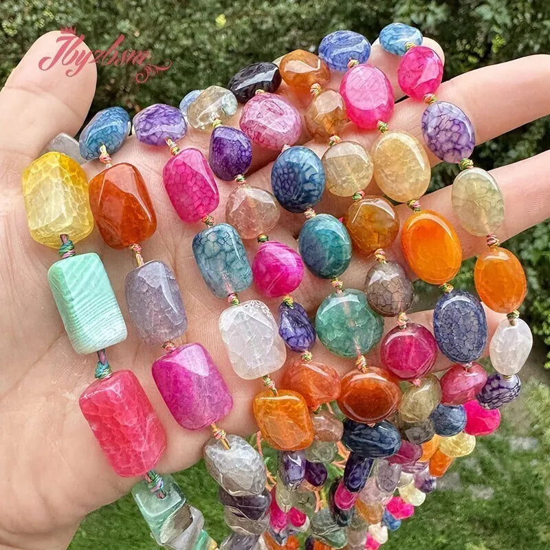 Natural Multicolor Cracked Agate Faceted Stone Beads for DIY Necklaces and Bracelets 15 Inches