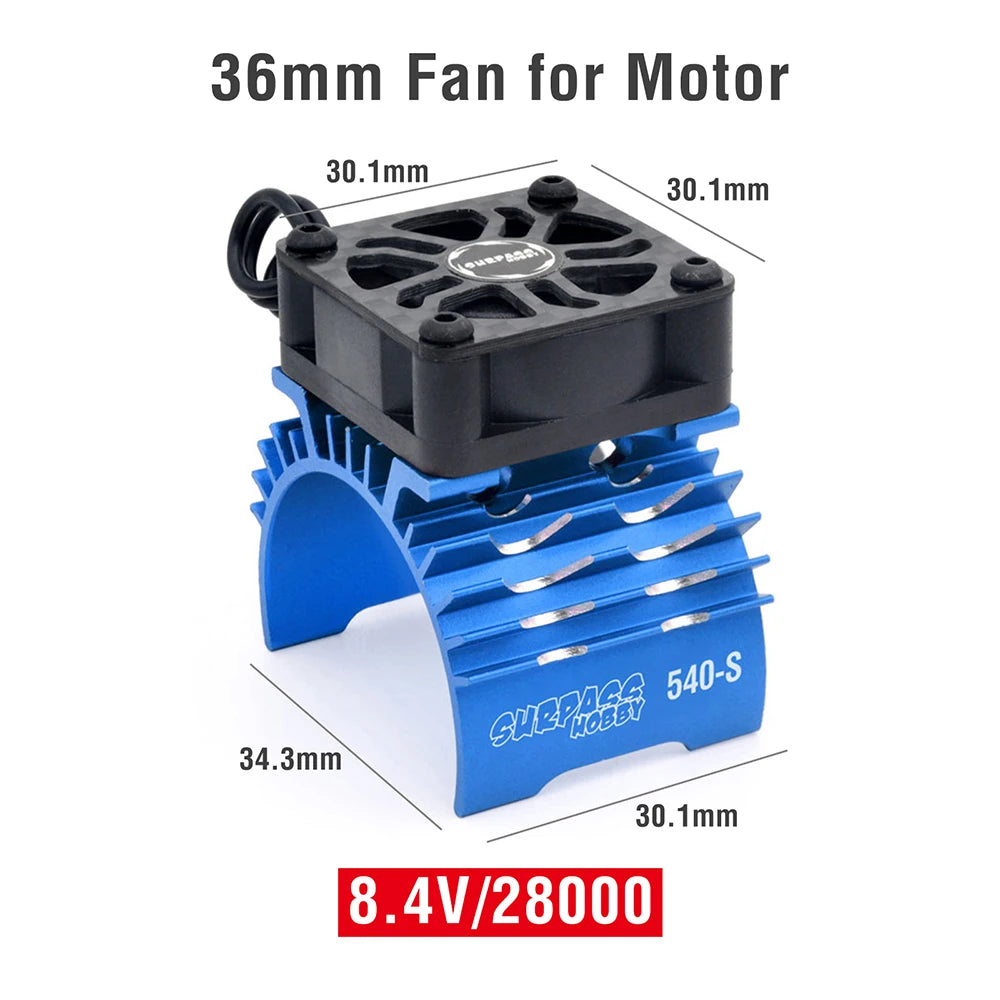 SURPASS HOBBY RC Motor Fan Cooling Heatsink for 380 390 540 550 36mm Blue