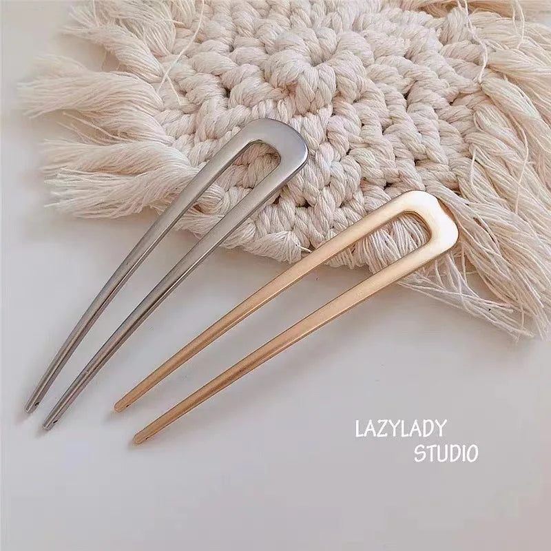 Elegant Turquoise Enamel Shell Hairpin for Women Luxury Metal U Shape Hair Stick