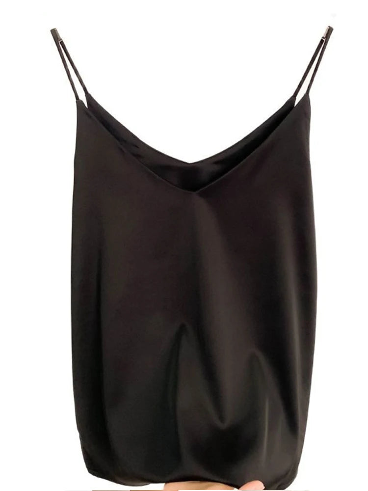 Womens Summer Camisole Tank Top V Neck Slim Fit Sleeveless