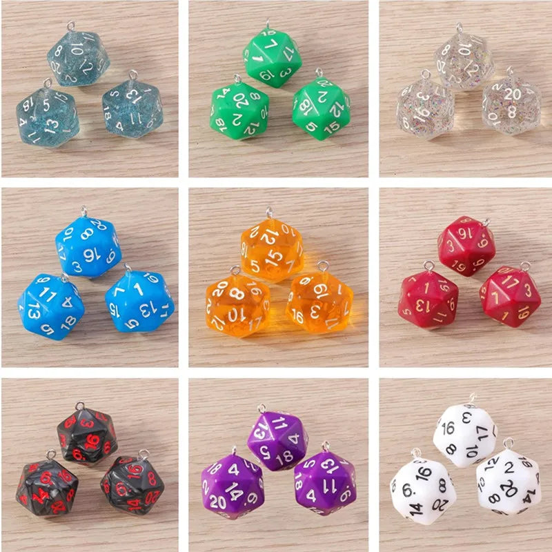 Vibrant 3D Dice Charms Set for DIY Jewelry Making and Creative Accessories
