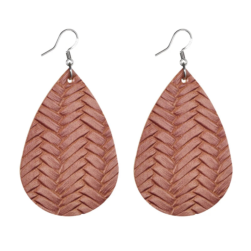 Elegant Faux Leather Teardrop Earrings for Women Lightweight Dangle Fashion Jewelry