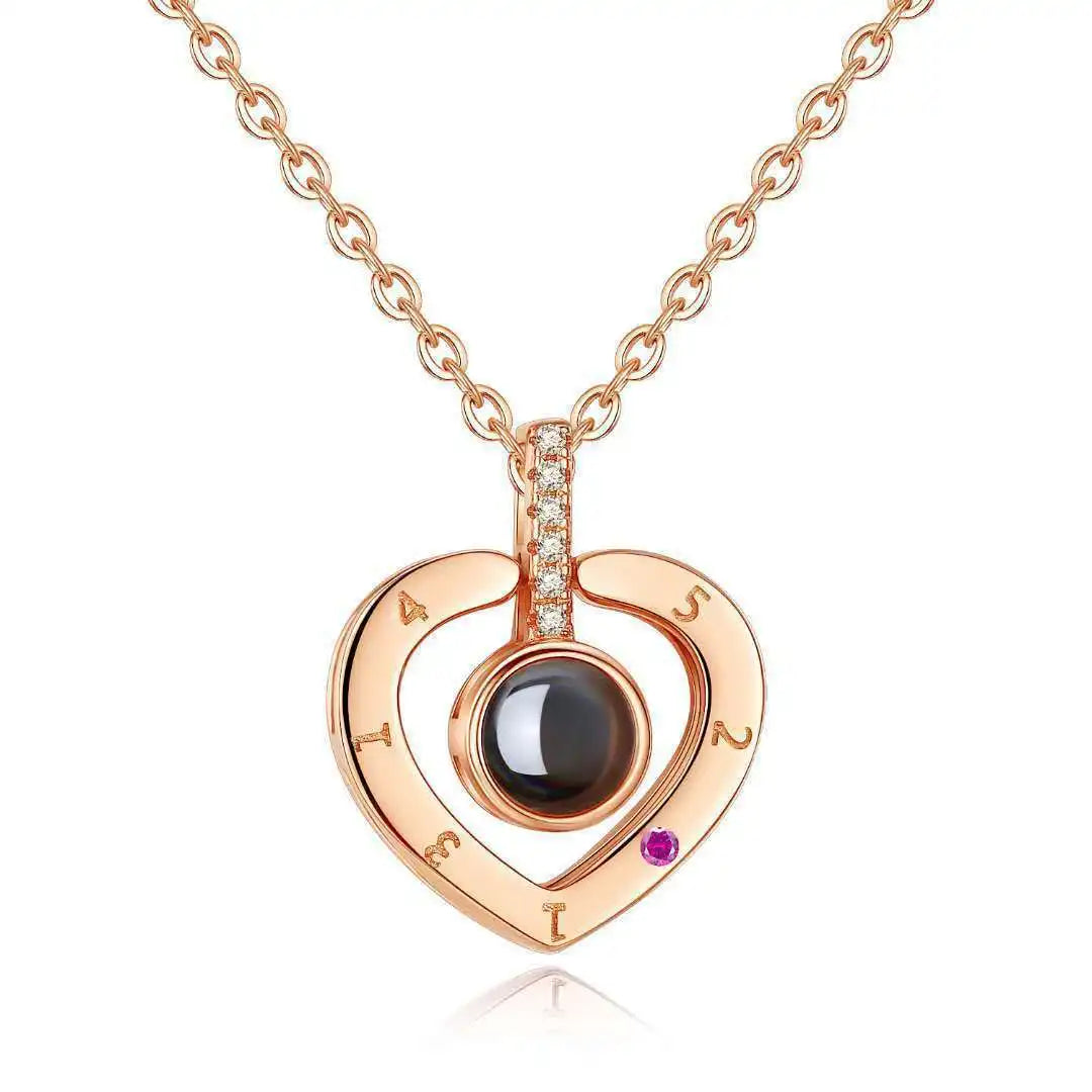 I Love You In 100 Languages Projection Necklace Gift For Women taoxin-Gold