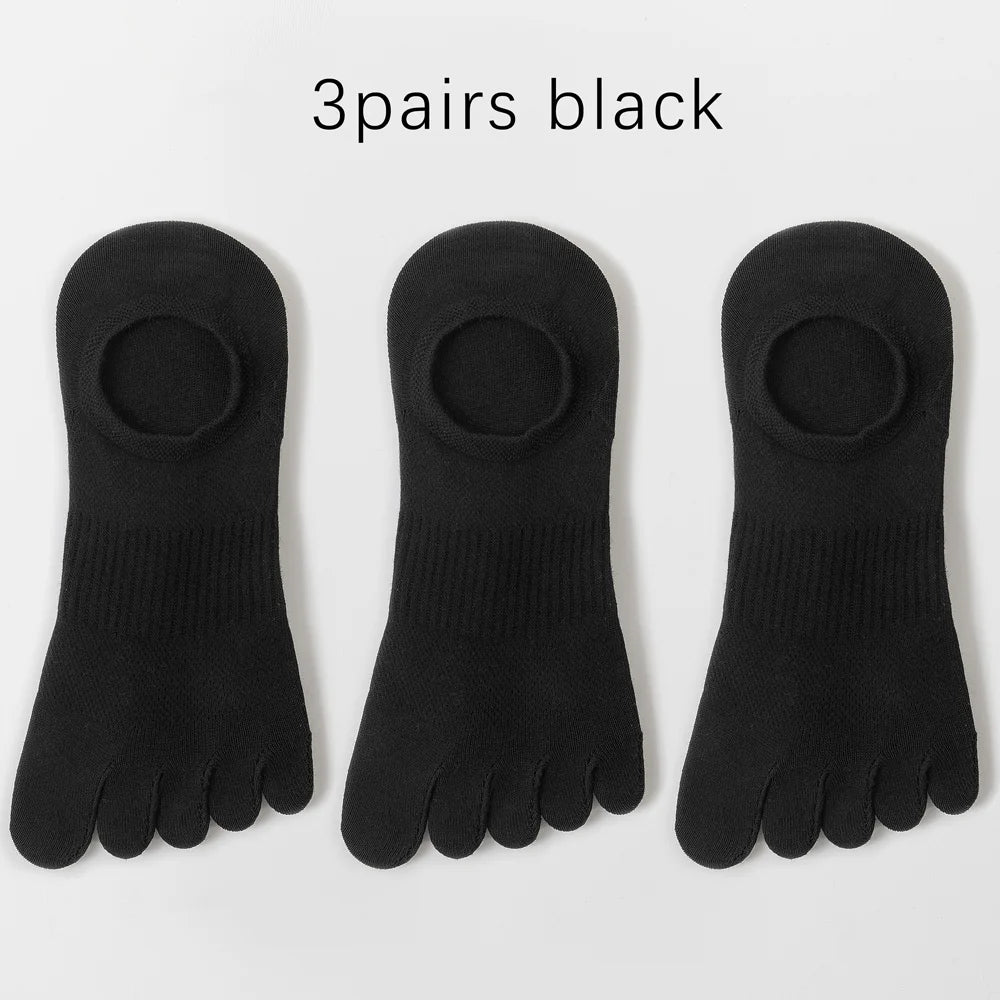 3 Pairs Mens Five Toe Breathable Anti Odor Ankle Socks