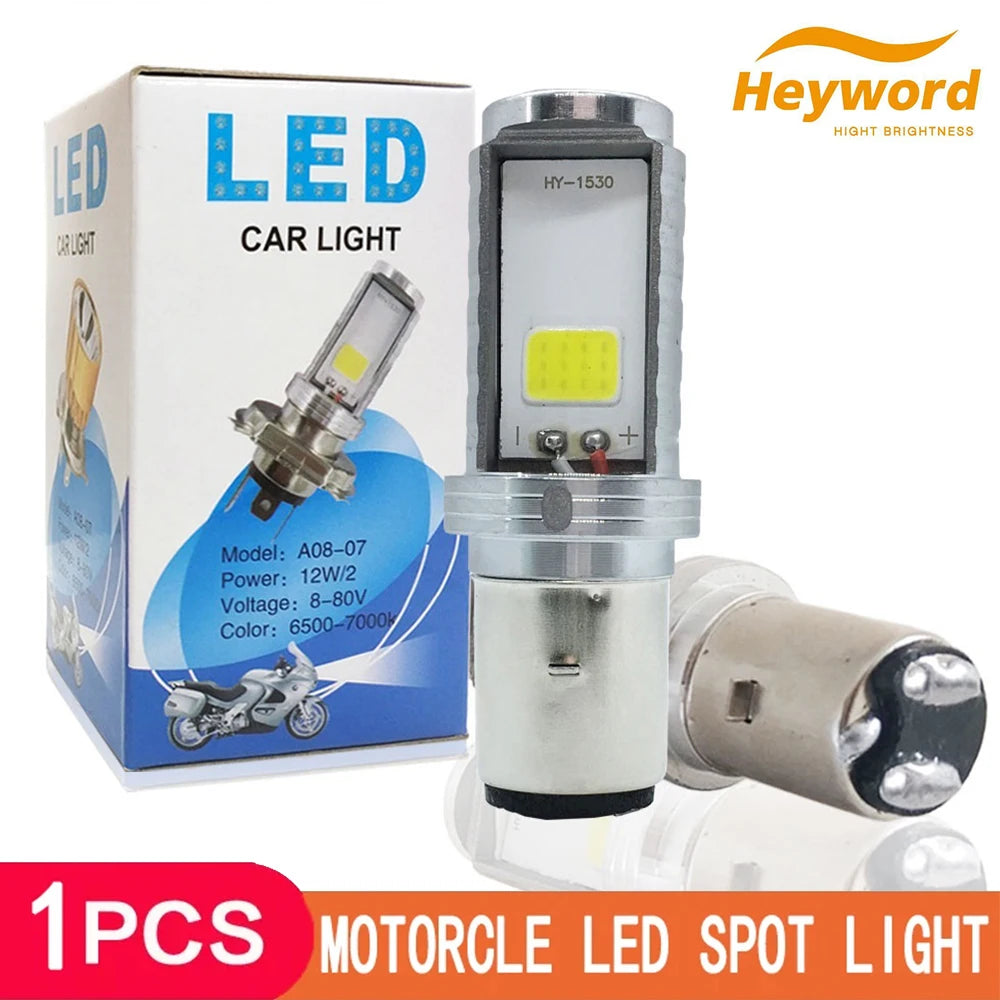 H4 H6 BA20D LED Motorcycle Headlight 6000K HiLo COB 12V