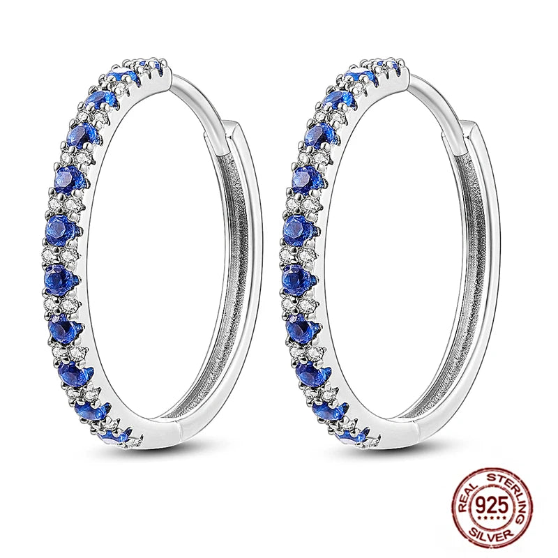 Blue Zircon 925 Sterling Silver Hoop Earrings Star Moon Butterfly Jewelry LTE028
