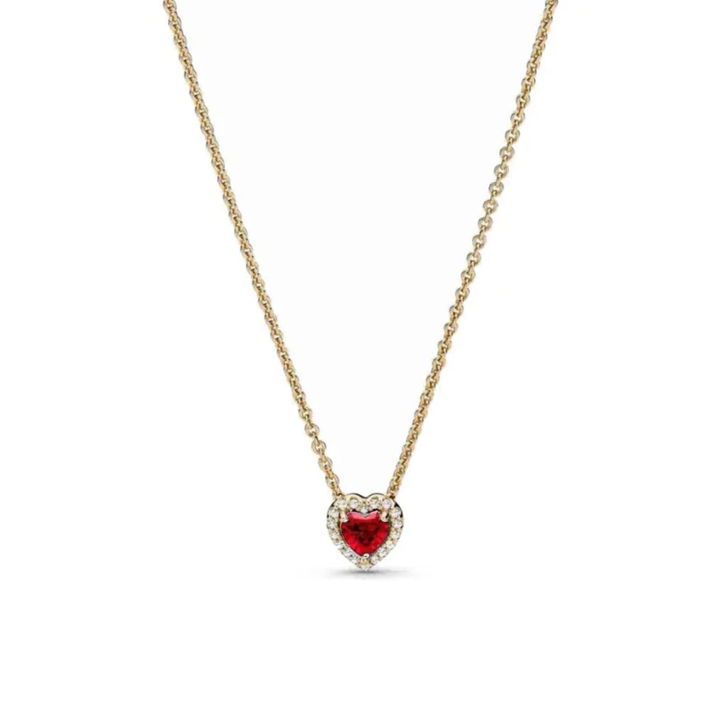 925 Silver Heart-Shaped Necklace with Purple Blue Green Zircon for Exquisite Jewelry Gifts for Women