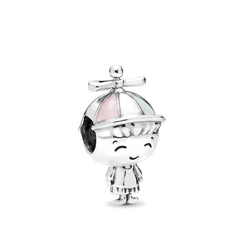 Spring Pink 925 Sterling Silver Enamel Flower Pendant for Mother Daughter Bracelets P220
