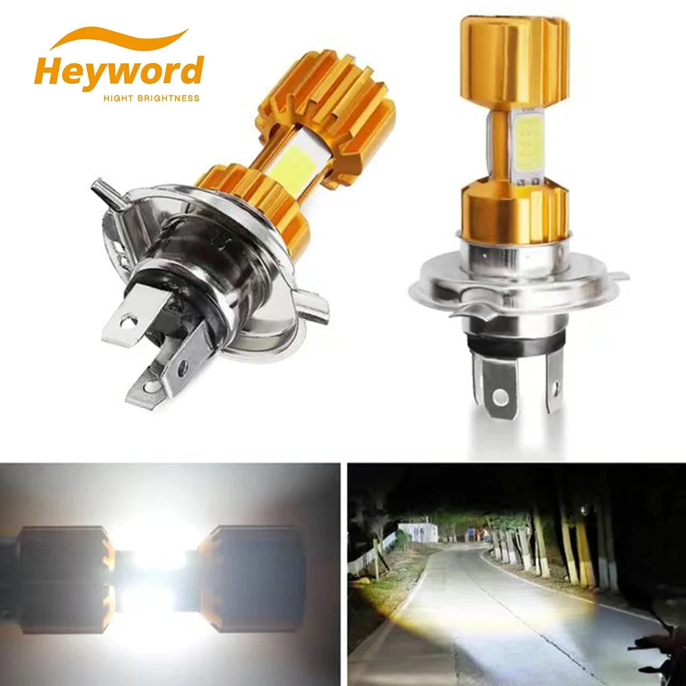 H4 H6 BA20D Motorcycle LED Headlight 6000K 12V COB Hi