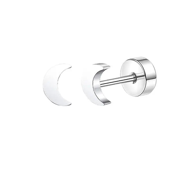 2PCS Set Stainless Steel Heart Moon Stud Earrings for Women Trendy Ear Tragus Cartilage Body Piercing