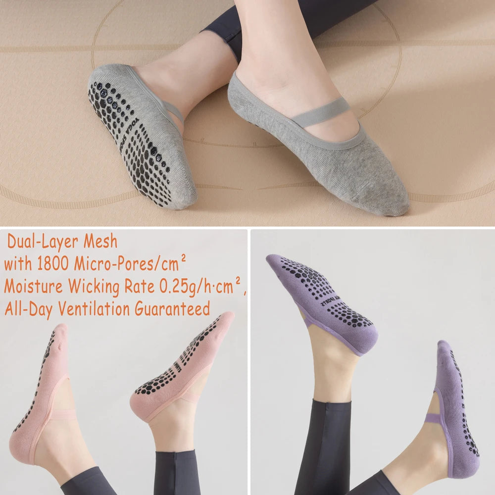 Single Strap Non Slip Yoga Socks Women Pilates Grip
