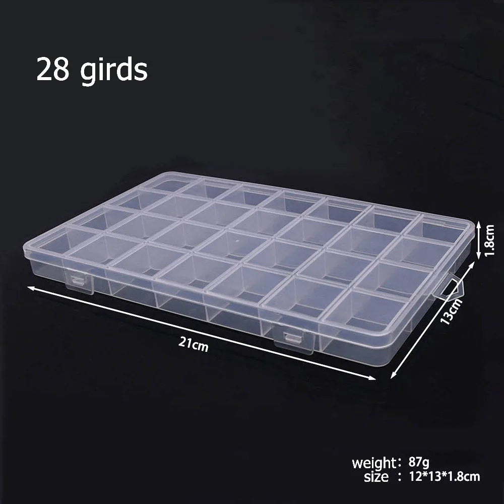 Ultimate Jewelry Organizer 6-32 Compartment Plastic Storage Box with Dividers for Beads and Crafts 28 girds