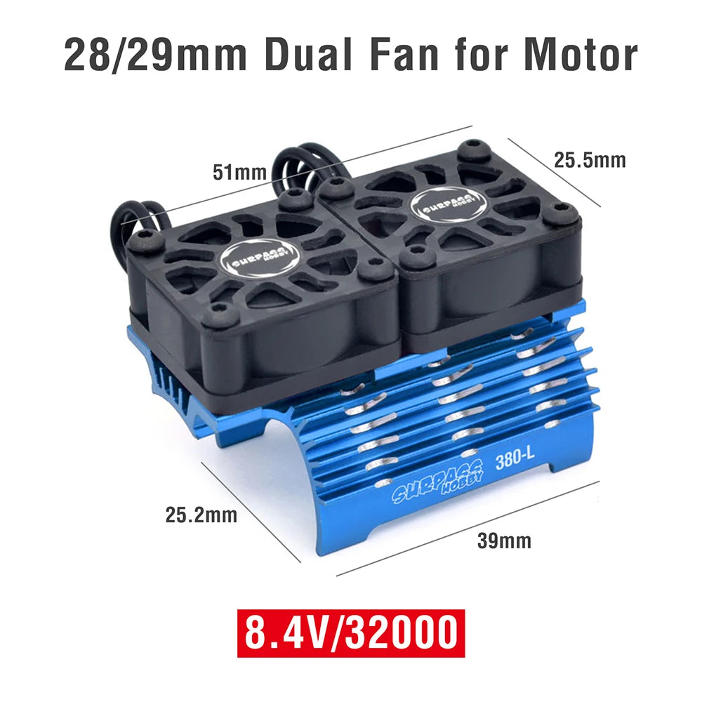 SURPASS HOBBY RC Motor Fan Cooling Heatsink for 380 390 540 550 28 29mm Blue