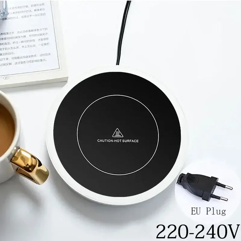 New Coffee Mug Warmer for Milk Tea Teapot Electric Heating Cup Plate 80 Degree Celsius for Home Office Use Round-EU Plug