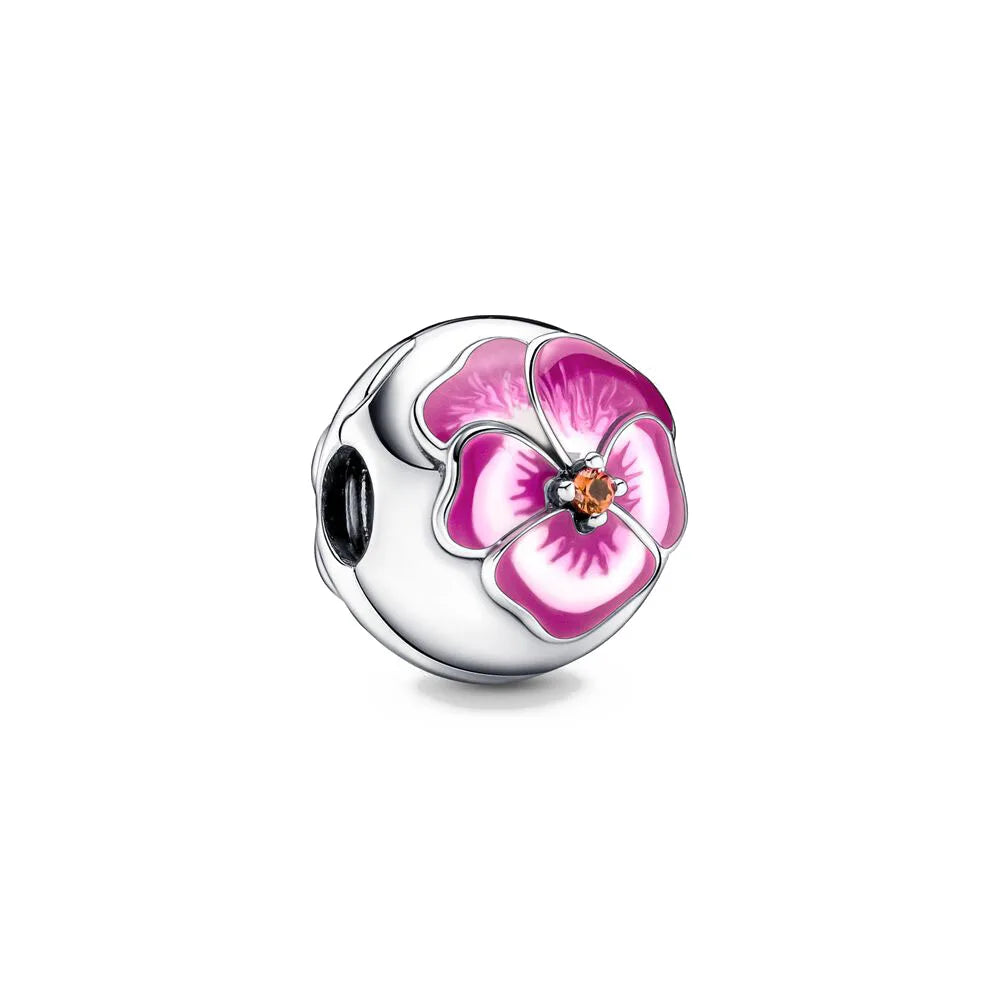 925 Silver Flower Bead Pendant for European Bracelet DIY Jewelry P988