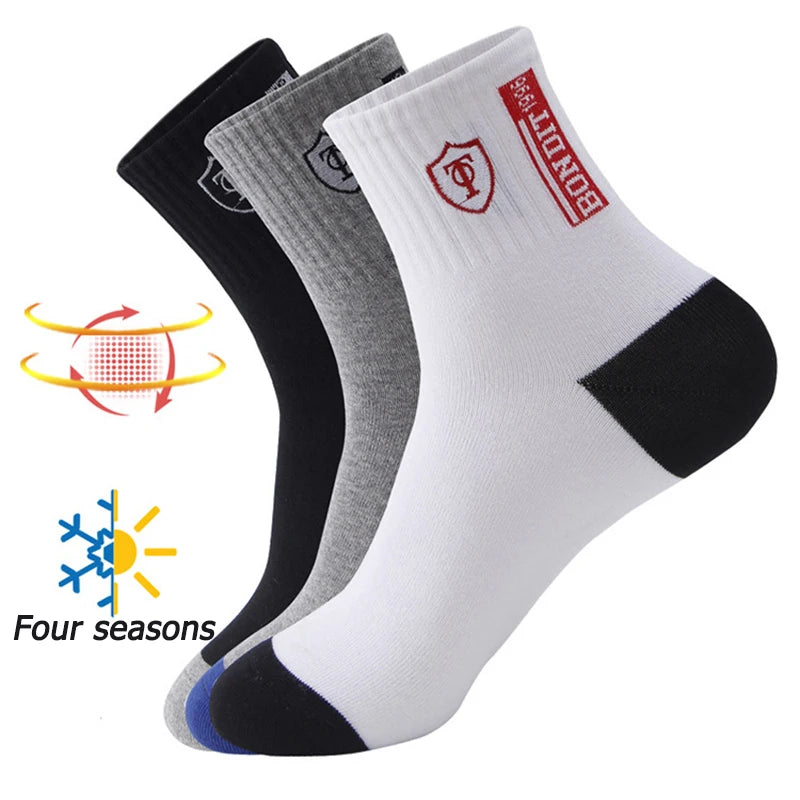 5 Pairs Men’s Summer Sports Socks Breathable Sweat Absorbent Thin Basketball Crew Socks EU 38-47