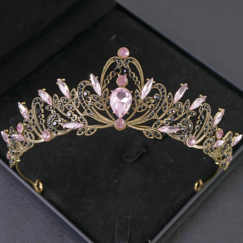 Elegant Gold Crystal Bridal Crown for Women - Trendy Wedding and Birthday Tiara