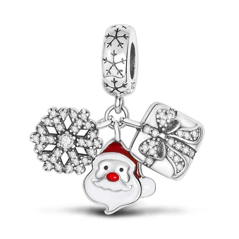 Sterling Silver Snowman Charm Beads for Bracelets Jewelry Gift KTC074