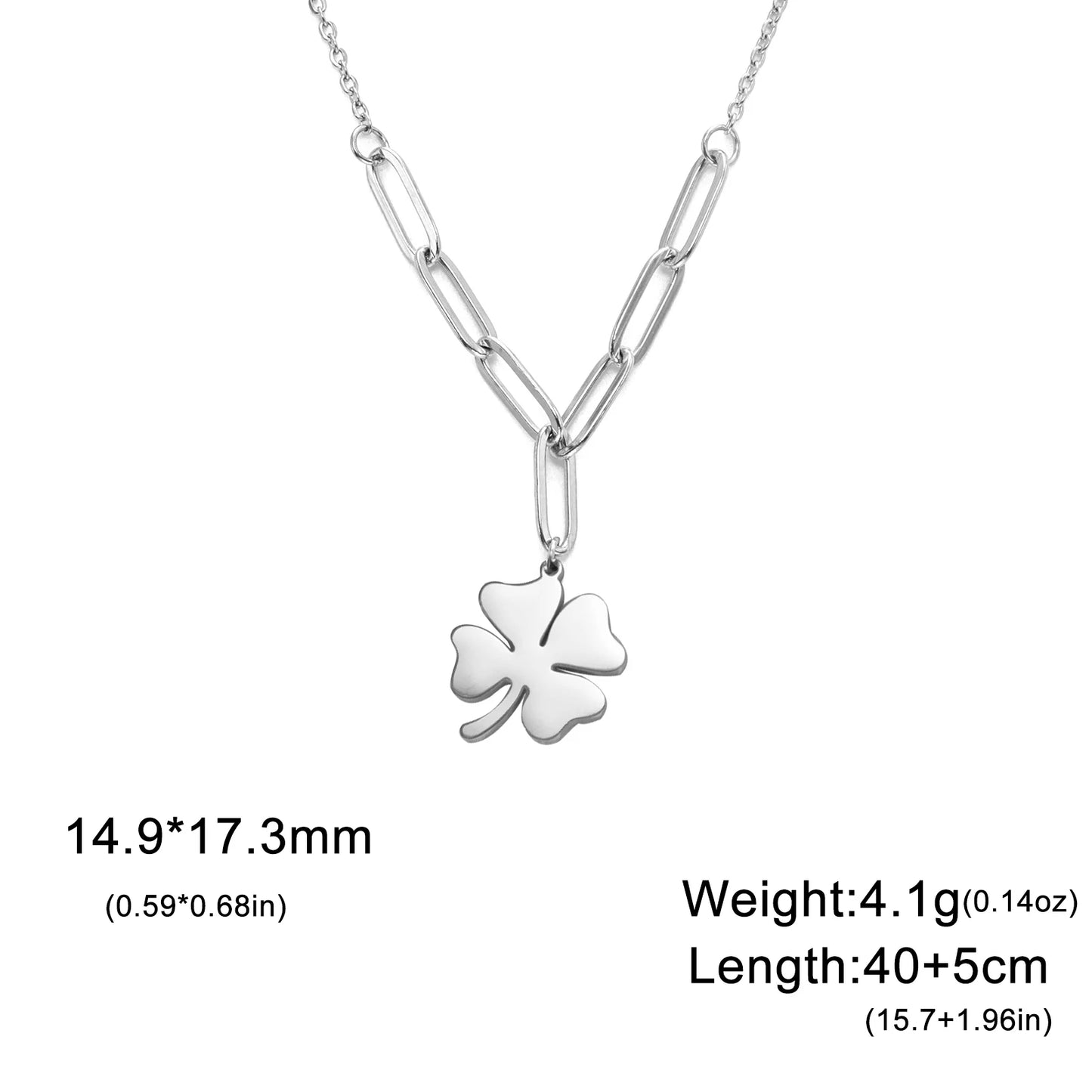 Cazador 2025 Lucky Clover Pendant Necklace Gold Color Double Layer Stainless Steel Jewelry for Women and Girls