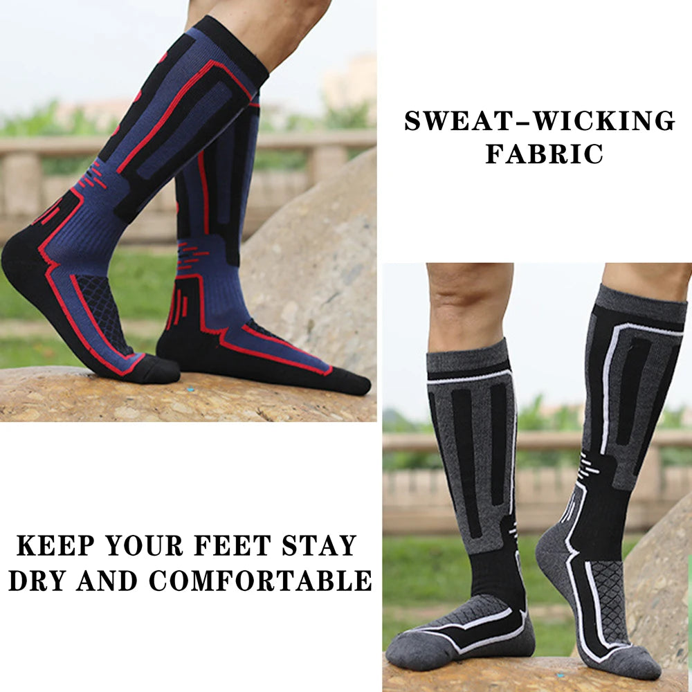Mens Cotton Knee High Thermal Ski Socks For Winter Use