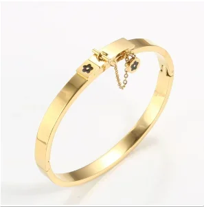 Jovolove Elegant Stainless Steel Waterproof Bangle for Women - Fashionable Gemstone Design