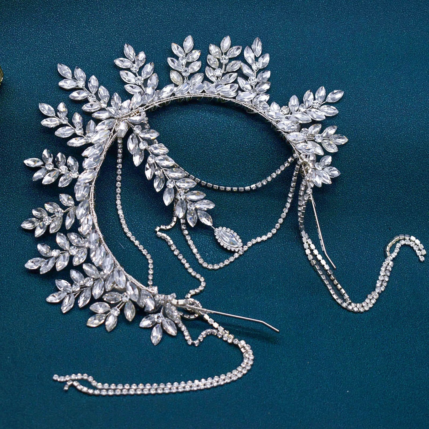 Elegant Rhinestone Wedding Tiara Silver Crystal Bride Headband