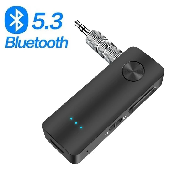 Bluetooth 5.3 Wireless Audio Transmitter Receiver Adapter for Car Headphones Speakers 3.5mm AUX High Def Hands Free Audio