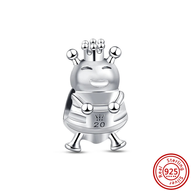 Silver Animal Hearts Infinity Crown Bead Charms Bracelet for Women 925 Sterling Silver Jewelry Y016