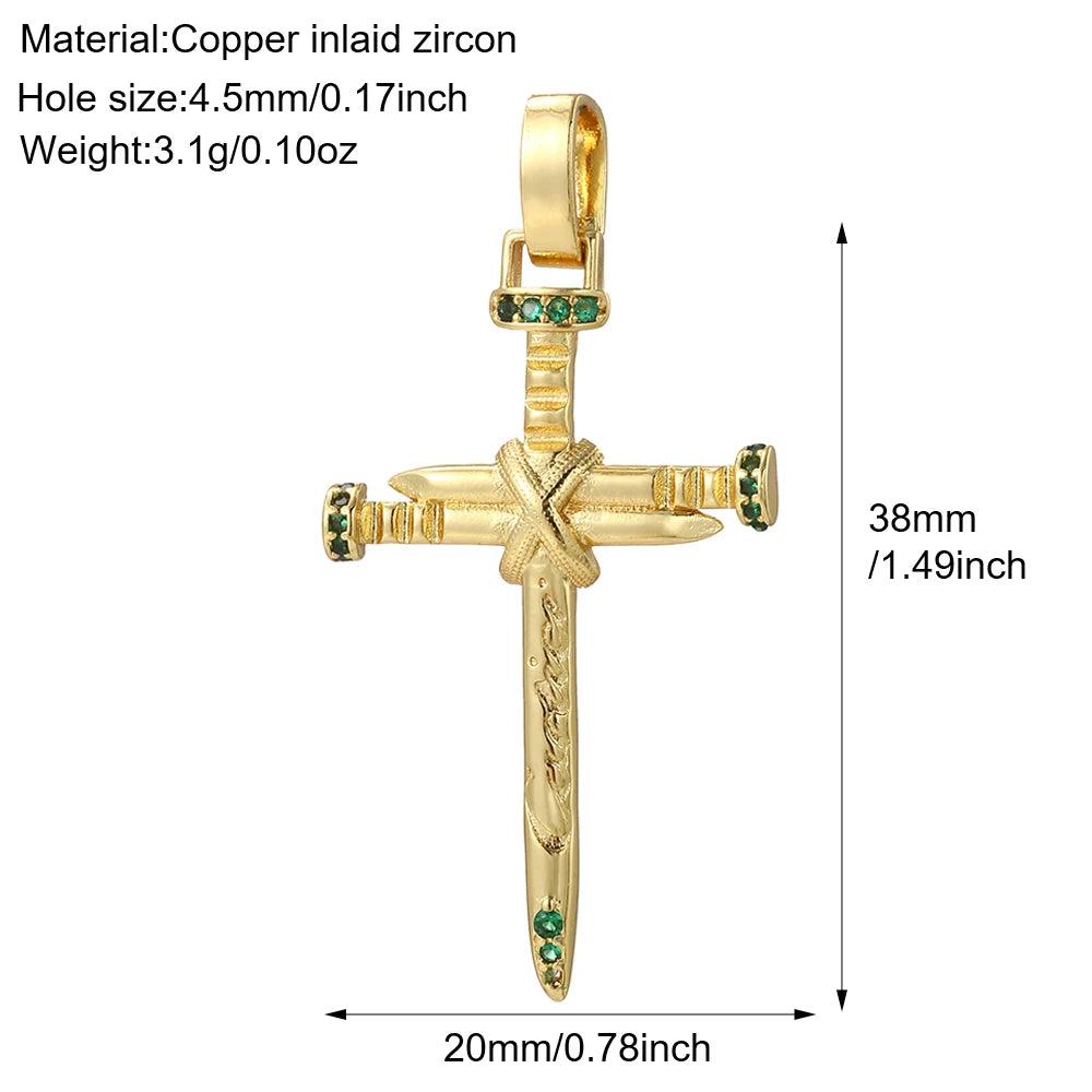Gold Cubic Zirconia Cross Dangle Charms for Jewelry Making Necklace Bracelet Earrings