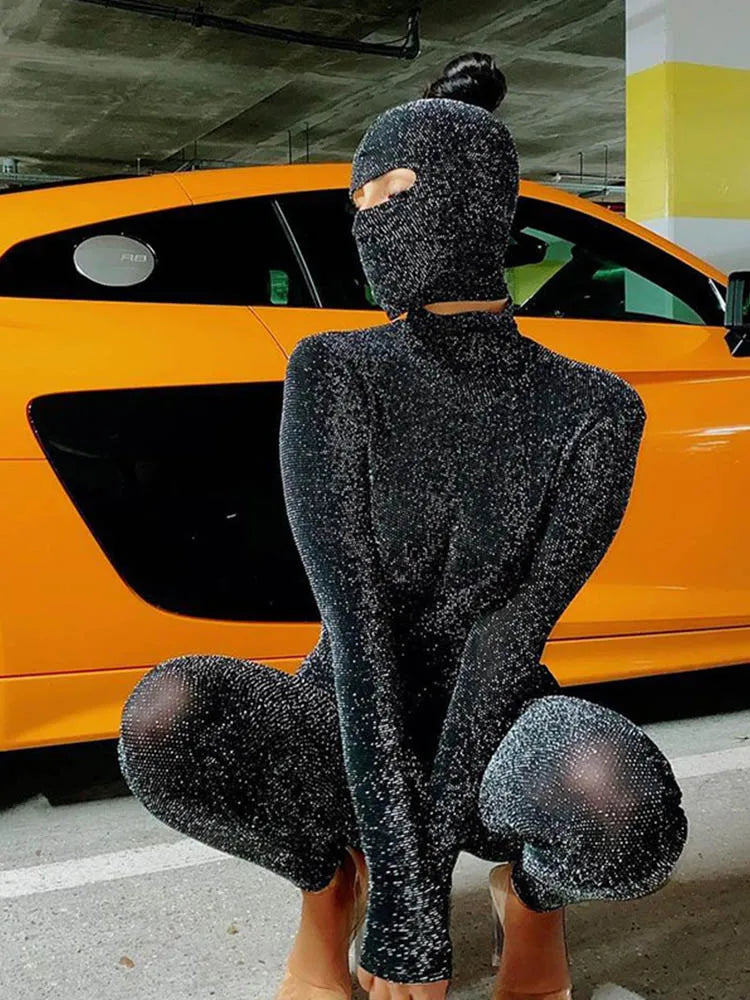 Black Backless Bodycon Jumpsuit For Women Streetwear 2025