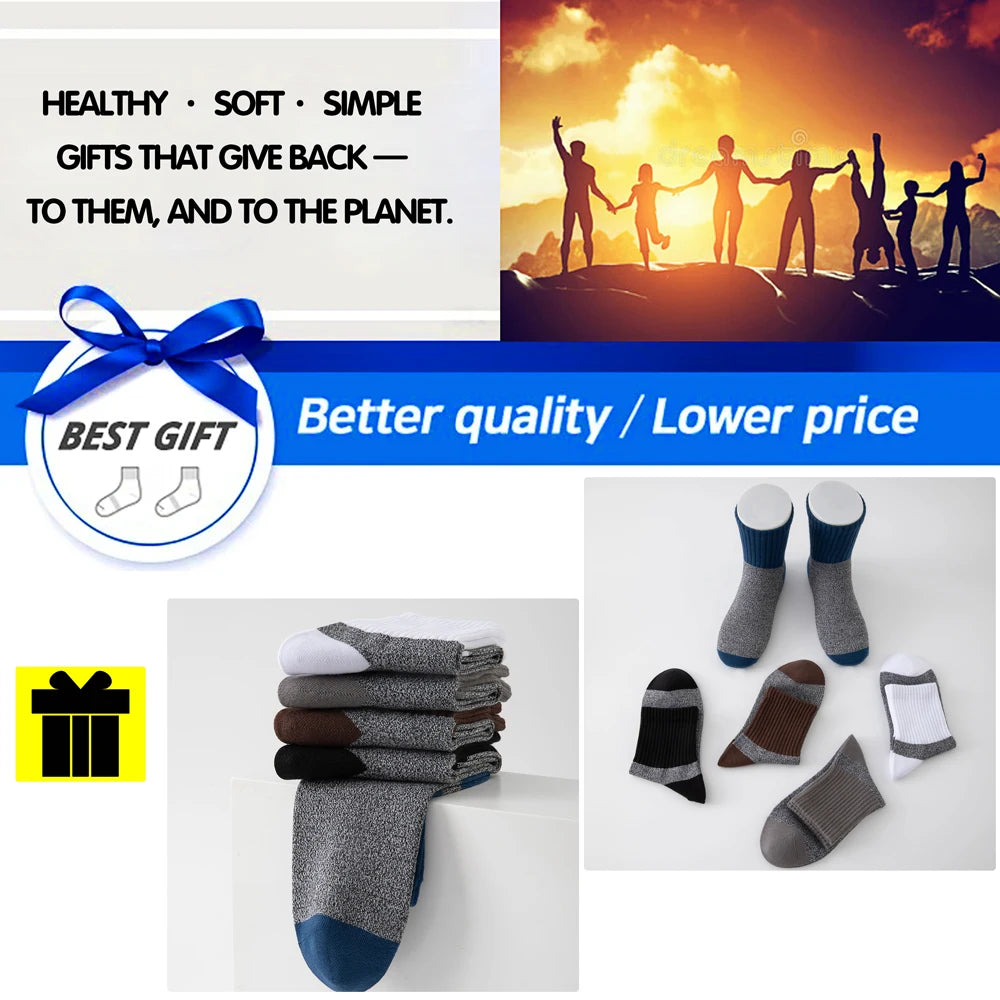 5 Pairs Vintage Thermal Cotton Socks Men With Arch Support