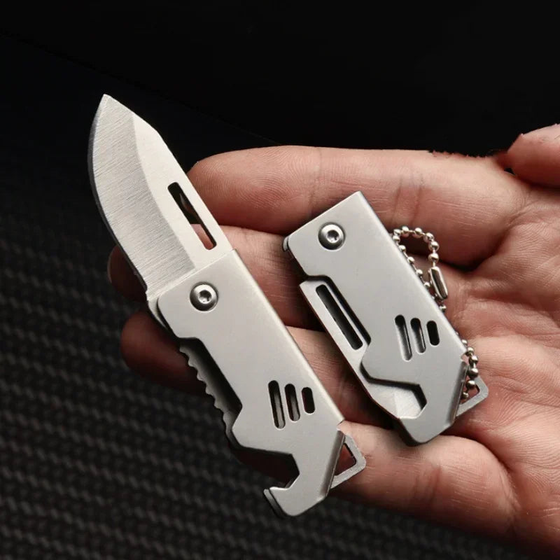 Mini Outdoor Folding Steel Knife - Portable & Sharp Cutting Tool for Camping & Survival WHITE