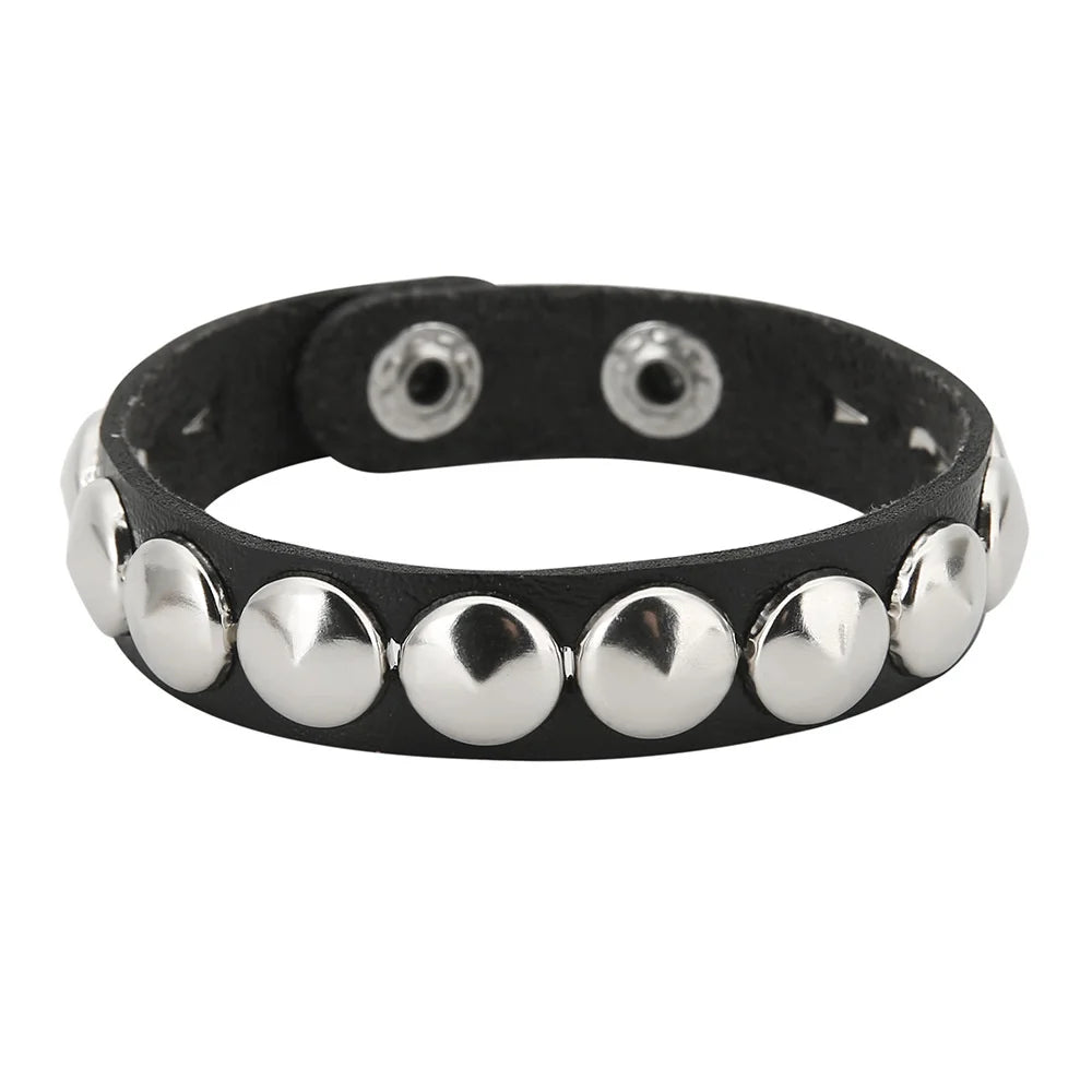 Gothic Punk Cat Heart Leather Bracelet For Women And Men