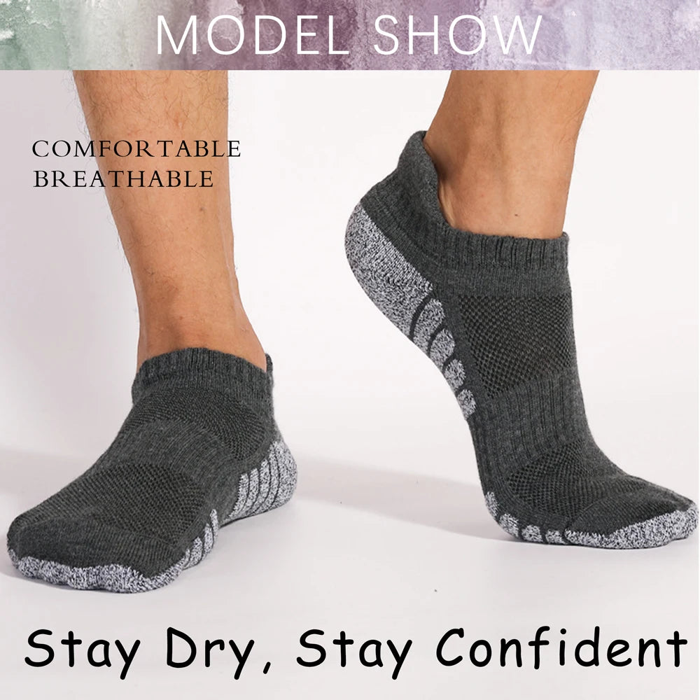 6 Pairs Mens Running Socks Terry Cushion Non Slip 35 To 47