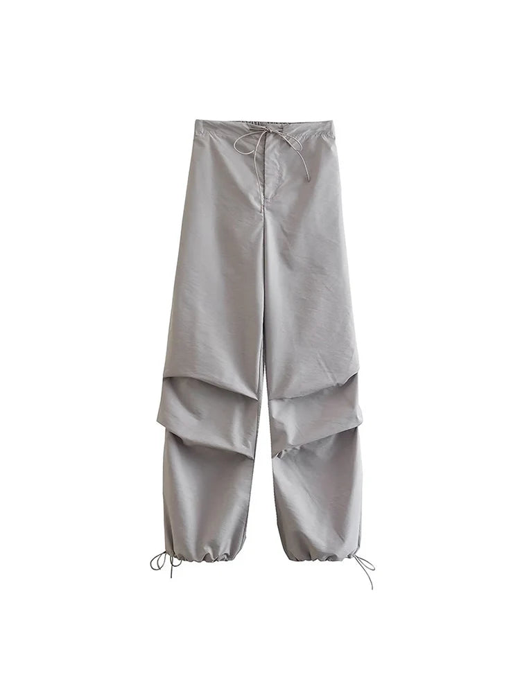 Women Parachute Cargo Pants High Waist Jogger Boot Cut